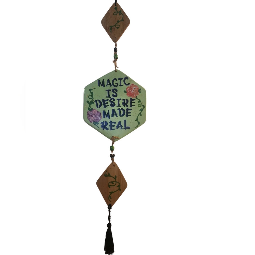 Floral Cauldron Hanging Decor with Tassel - Picture 2 of 6
